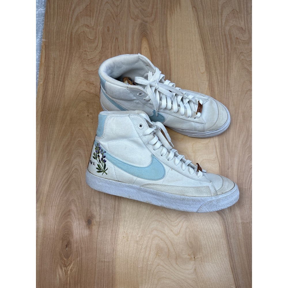 Nike Blazer Mid 7.5 Indigo Flora Pack Womens White Blue Cork DC9265-100 Sneaker
